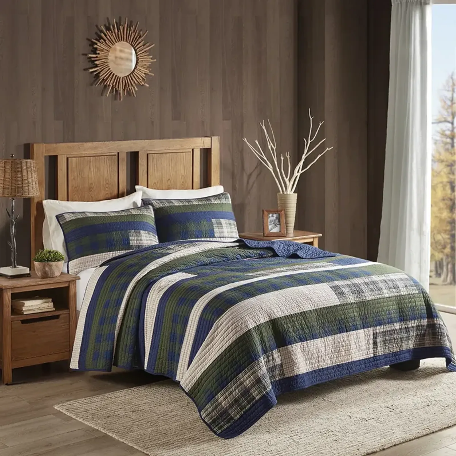 Woolrich Spruce Hill Green Oversized Cotton Quilt Mini Set