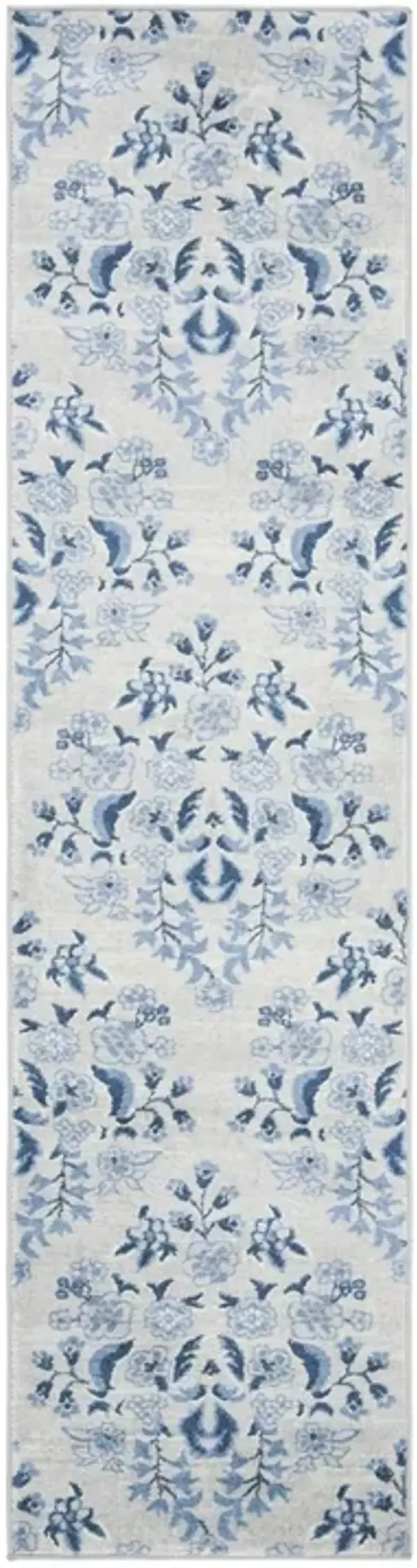 Brentwood 856 Cream / Blue 2' X 10' Runner Powerloomed Rug