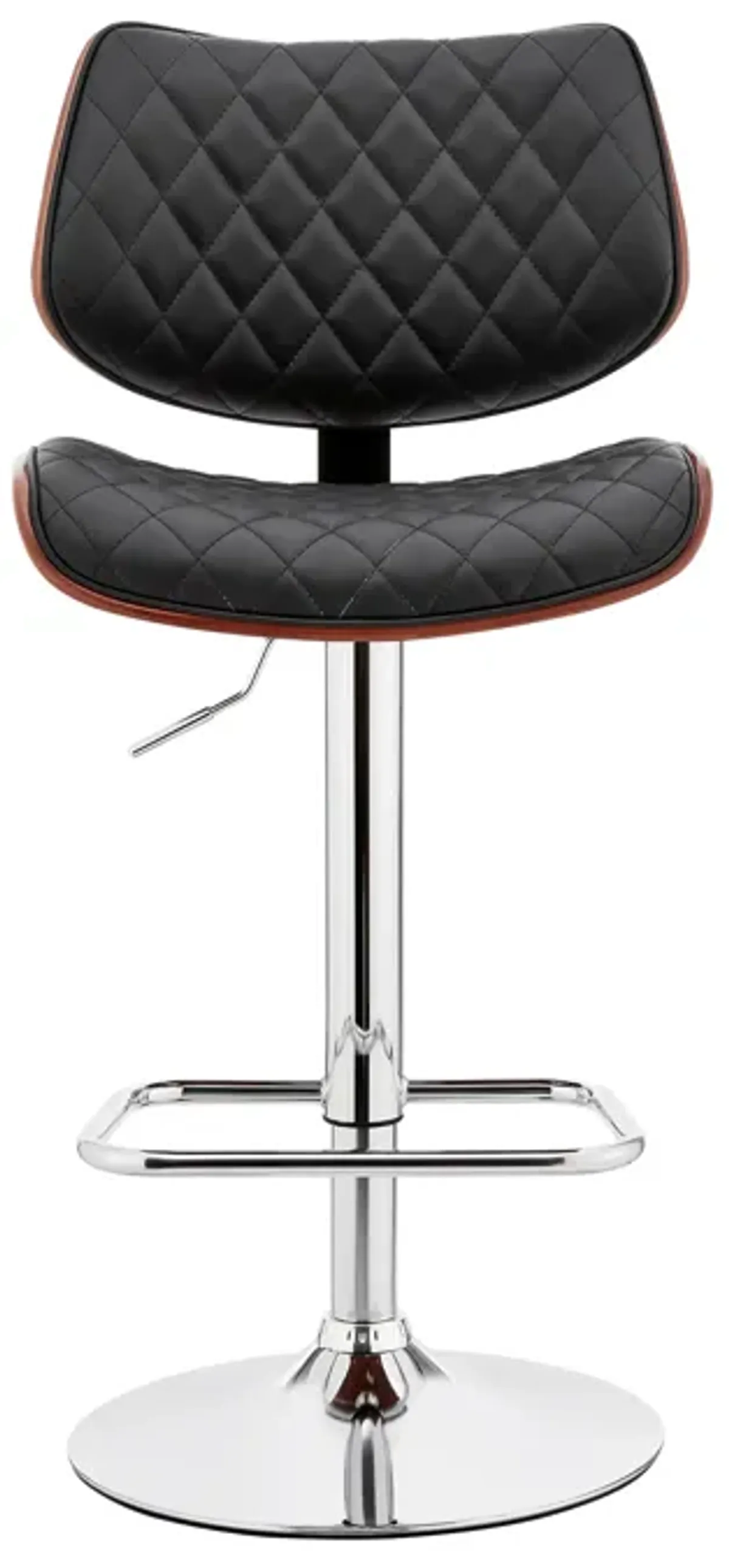 Leland Adjustable Black Faux Leather and Chrome Finish Bar Stool