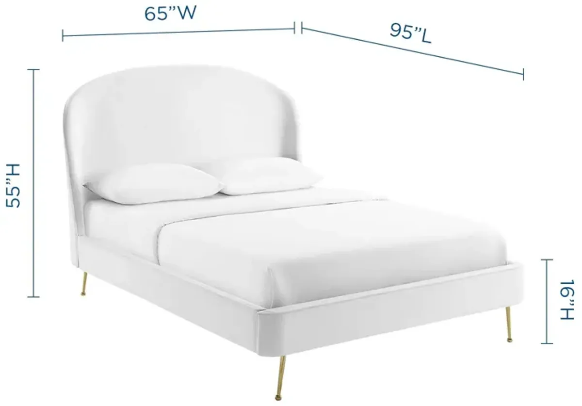 Mira Upholstered Performance Velvet Queen Platform Bed