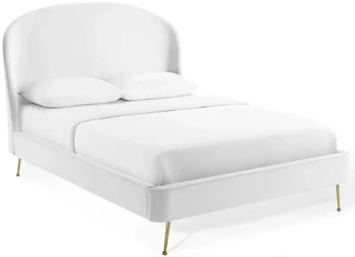 Mira Upholstered Performance Velvet Queen Platform Bed