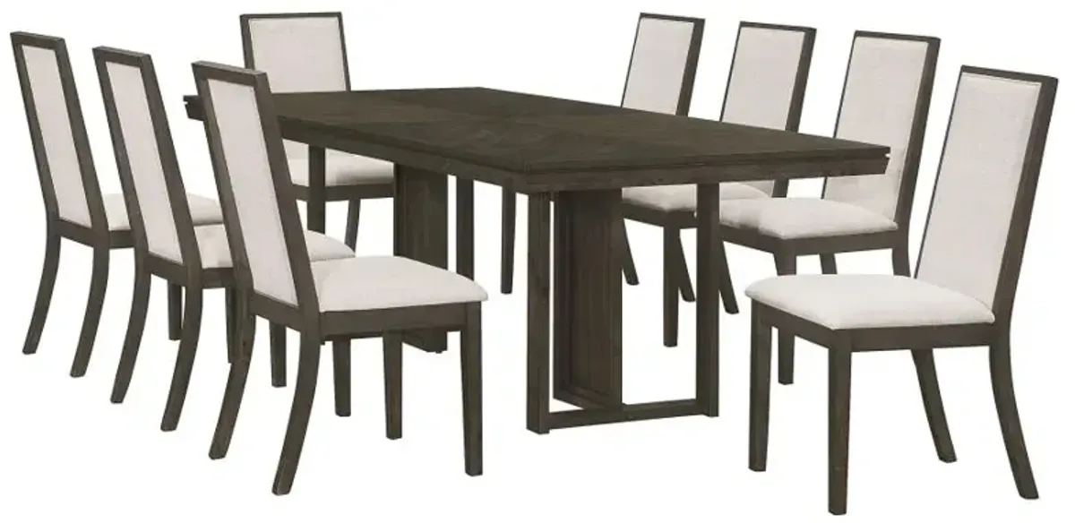 Kelly 9-piece Rectangular Dining Table Set Beige and Dark Grey