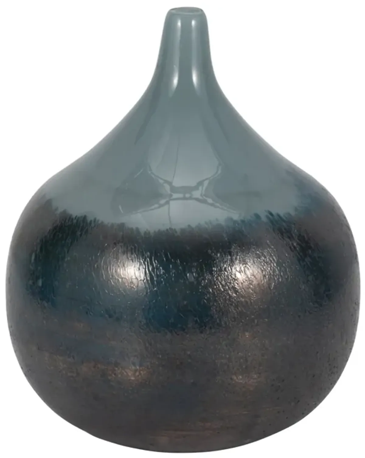 Glass, 10" 2-tone Metallic Vase, Sea Green