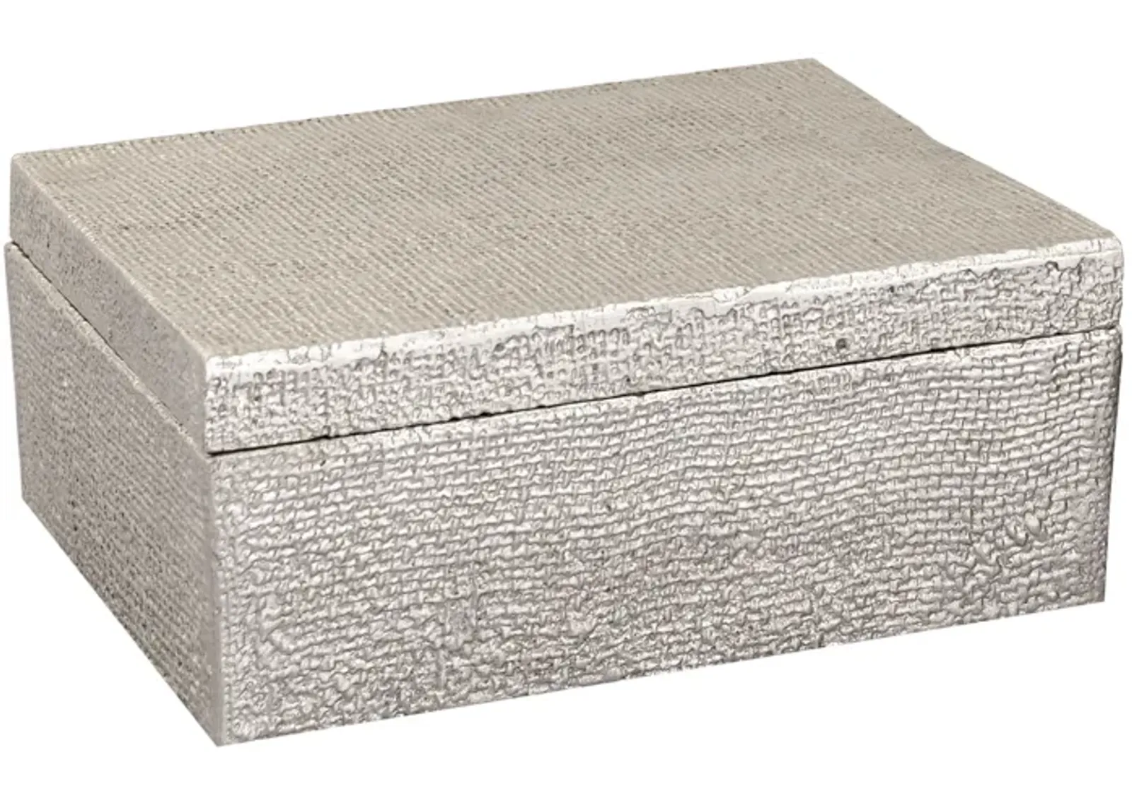 Square Linen Texture Box - Large Nickel