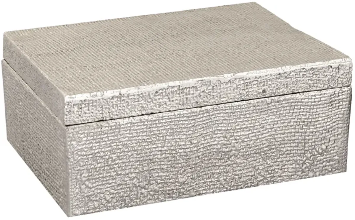 Square Linen Texture Box - Large Nickel