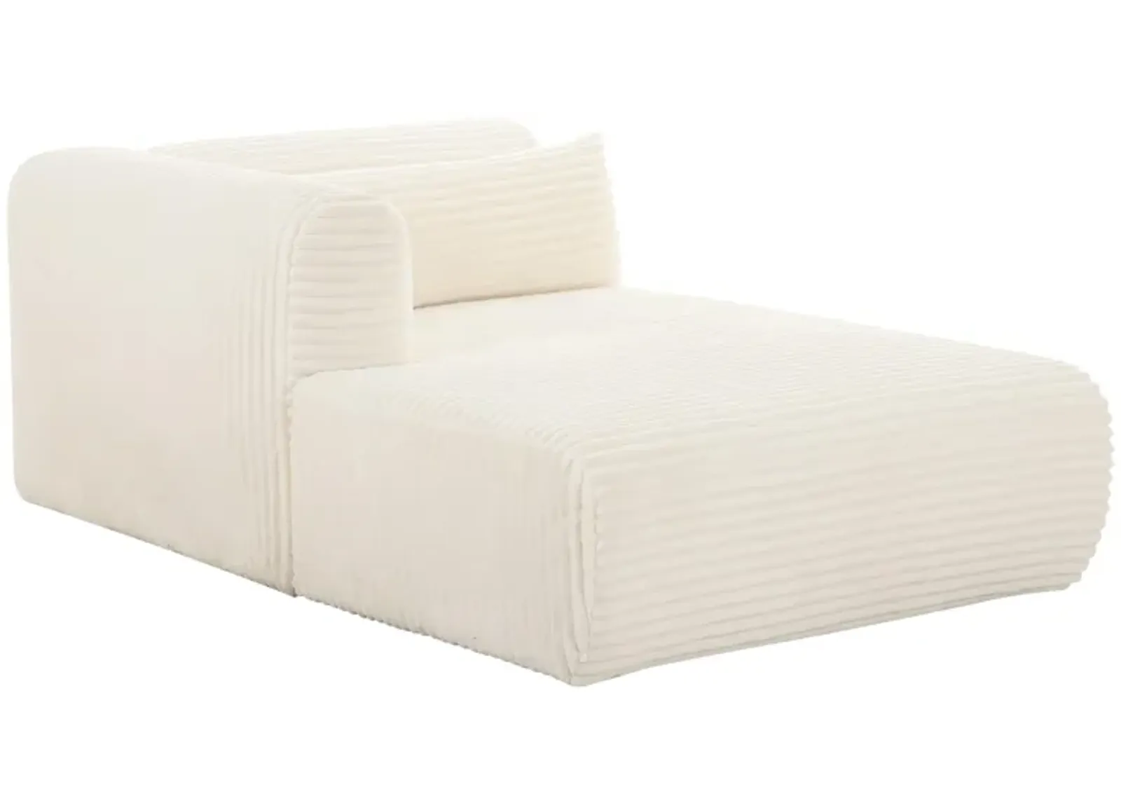 Tarra Fluffy Oversized Cream Corduroy Modular LAF Chaise