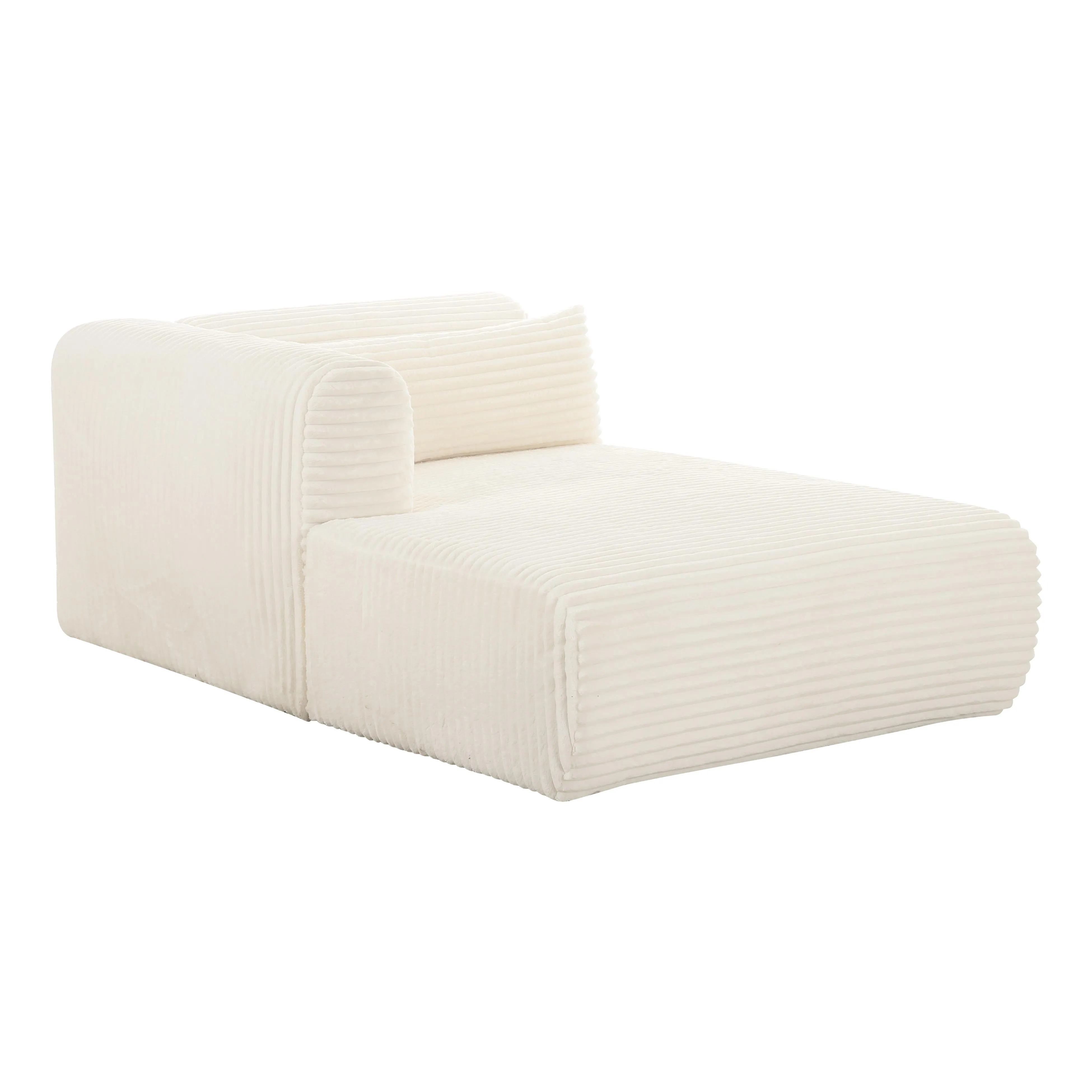 Tarra Fluffy Oversized Cream Corduroy Modular LAF Chaise