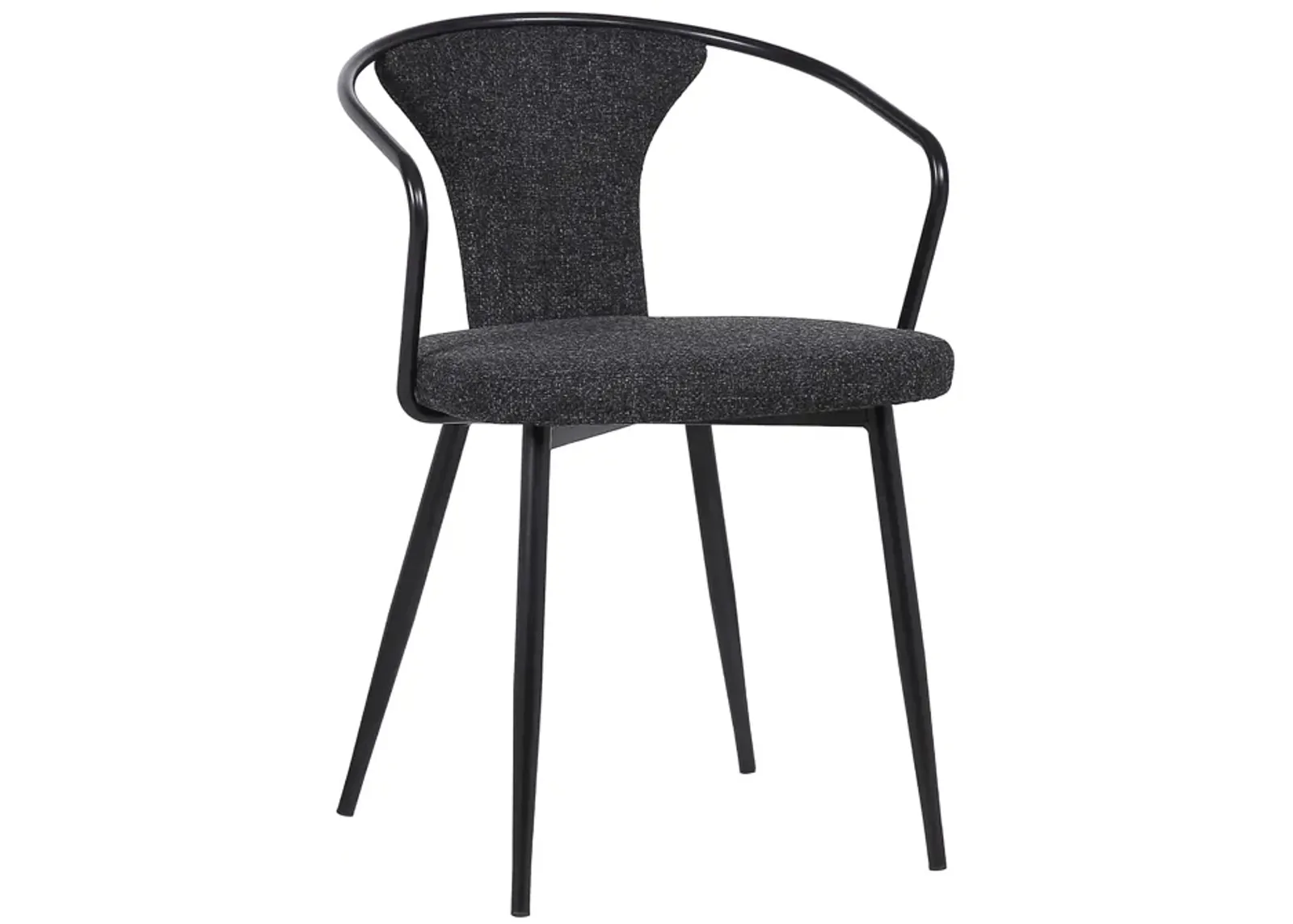 Francis Contemporary Dining Chair in Black Powder Coated Finish and Black Fabric