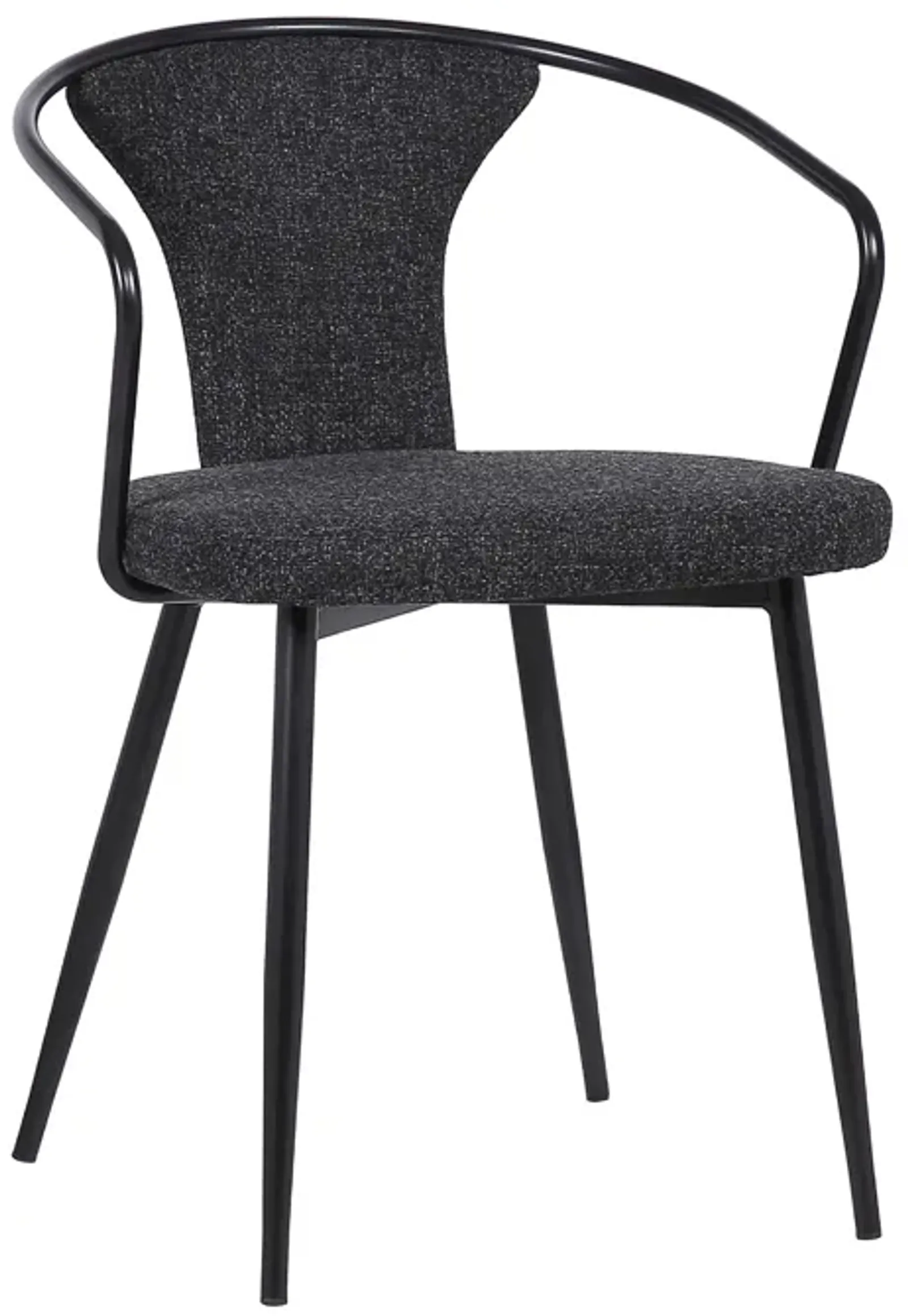 Francis Contemporary Dining Chair in Black Powder Coated Finish and Black Fabric