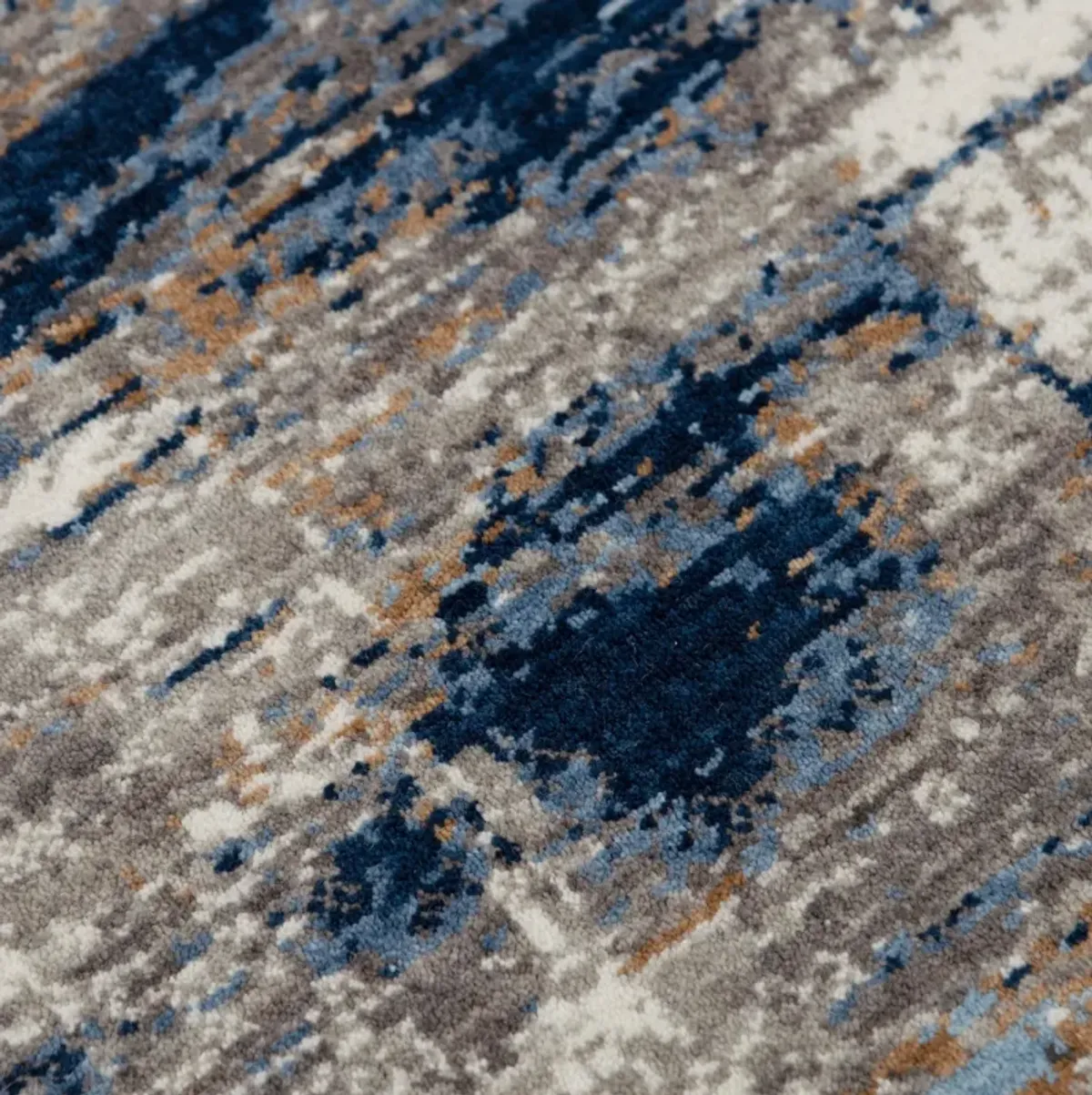 Anatolia Blue Abstract Recycled Polyester 2'6" x 8' Runner Rug