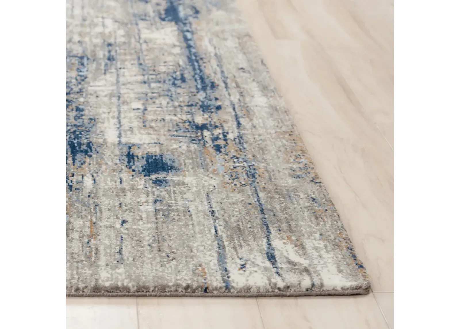 Anatolia Blue Abstract Recycled Polyester 2'6" x 8' Runner Rug