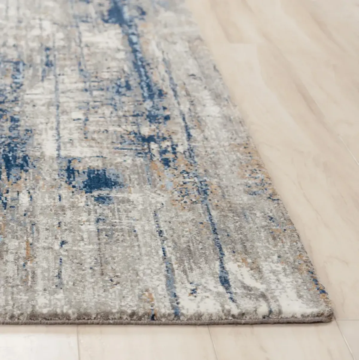 Anatolia Blue Abstract Recycled Polyester 2'6" x 8' Runner Rug