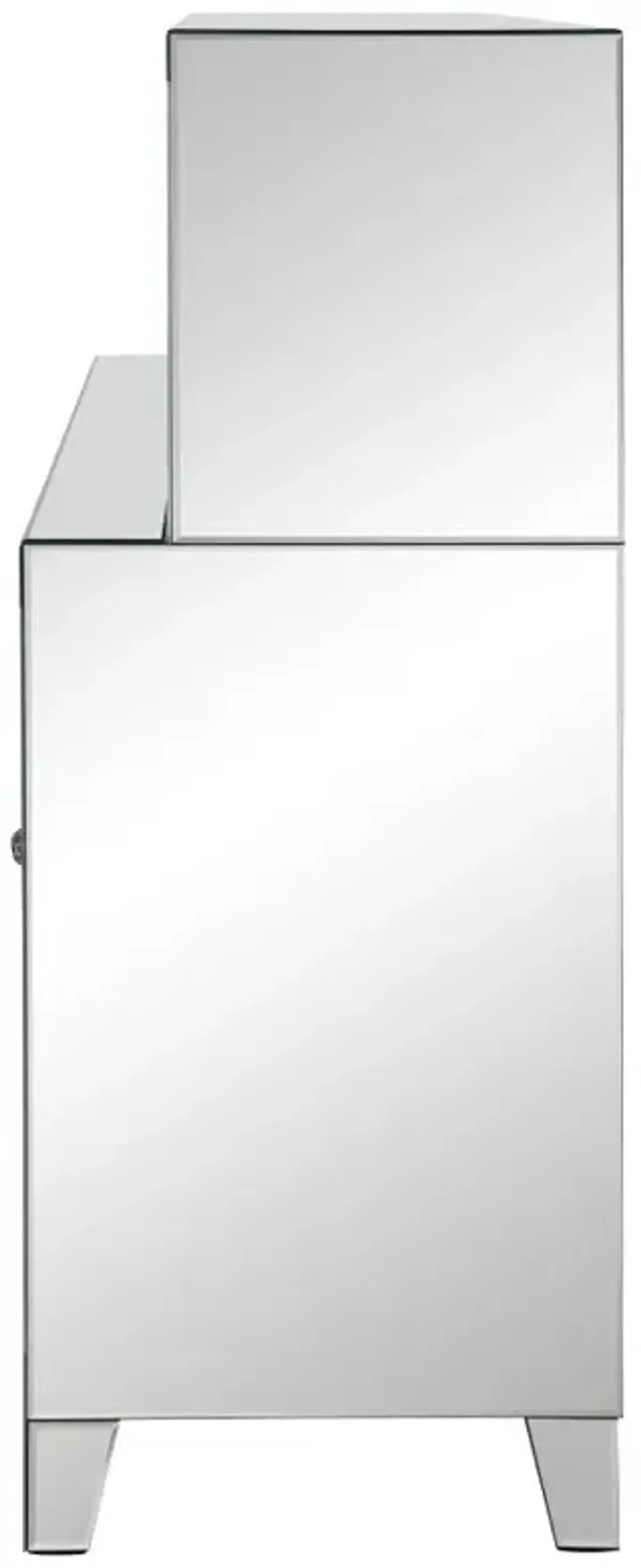 Yvaine 2-door Mirrored Wine Cabinet with Faux Crystal Inlay Silver