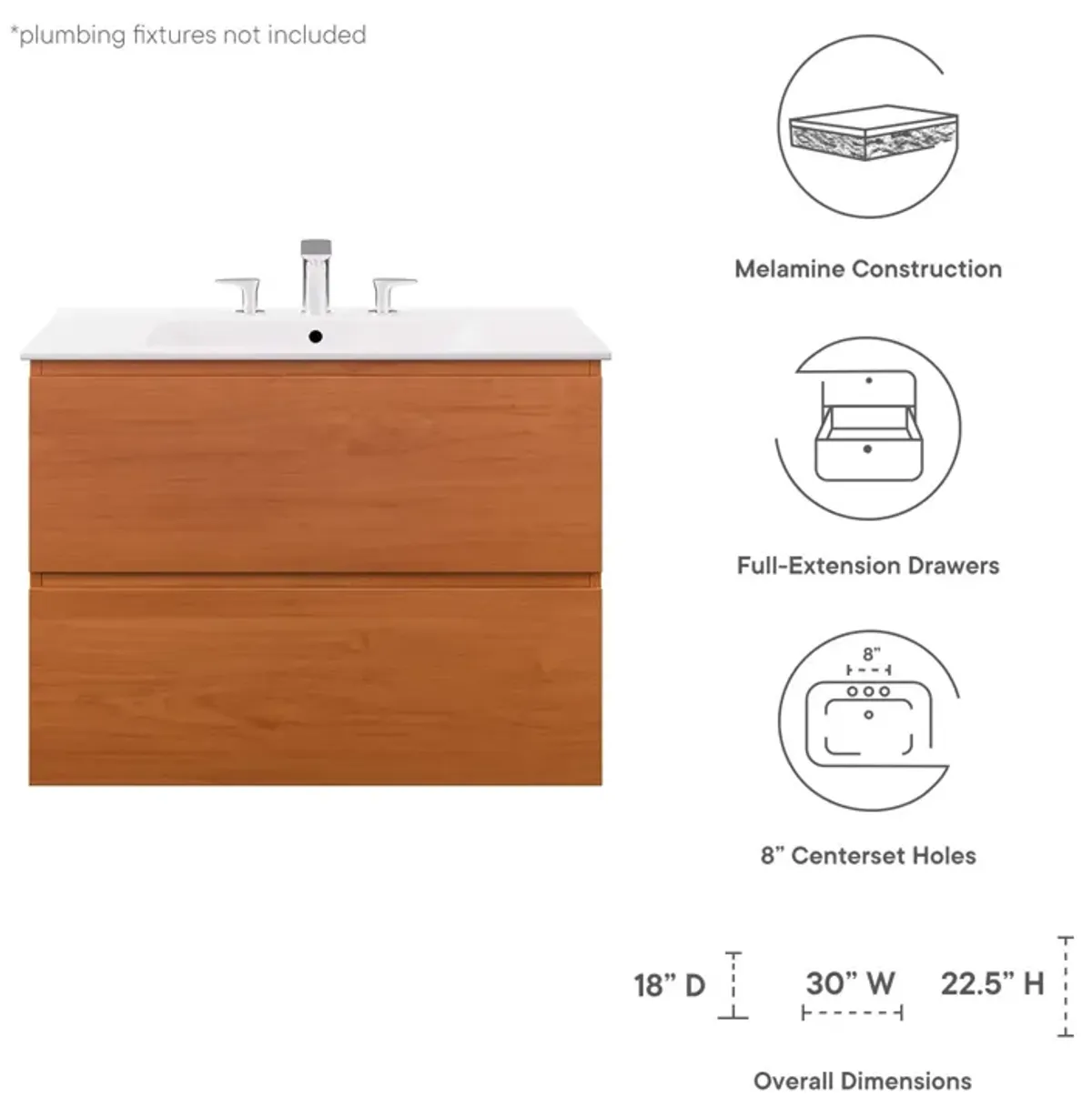 Scenic 30" Wall-Mount Bathroom Vanity