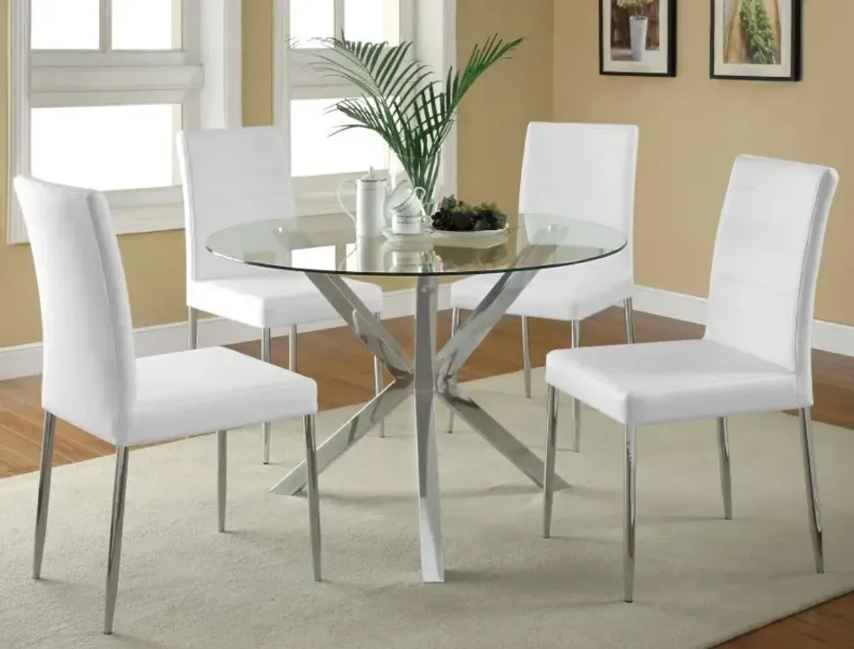 Ellianna Glass Top Dining Table with X-Cross Base Chrome