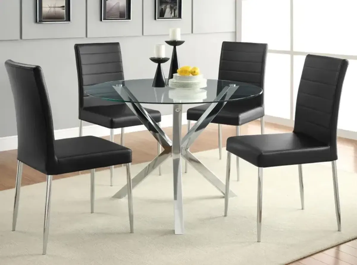 Ellianna Glass Top Dining Table with X-Cross Base Chrome