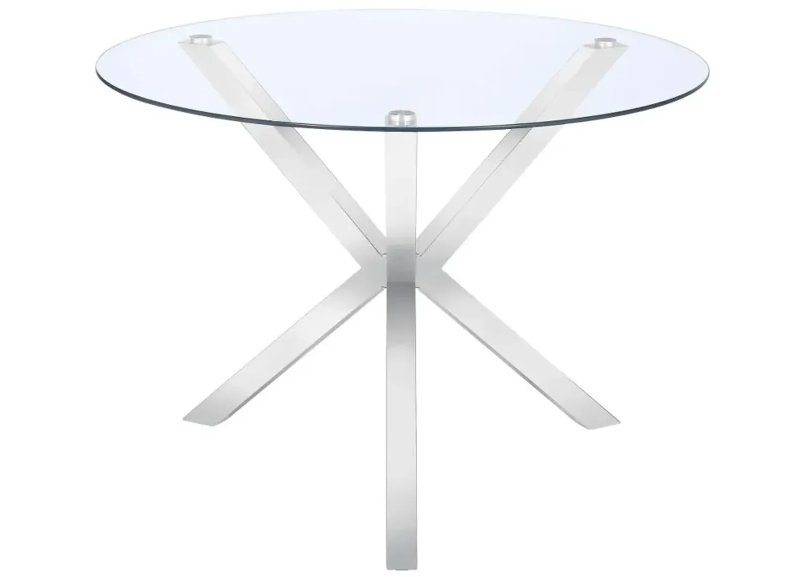 Ellianna Glass Top Dining Table with X-Cross Base Chrome