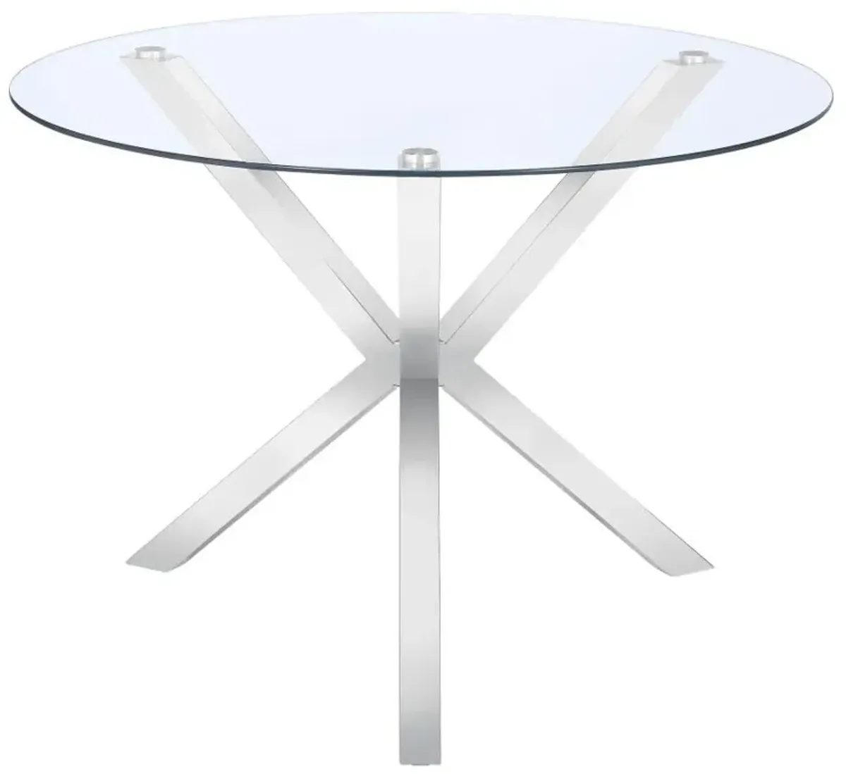 Ellianna Glass Top Dining Table with X-Cross Base Chrome