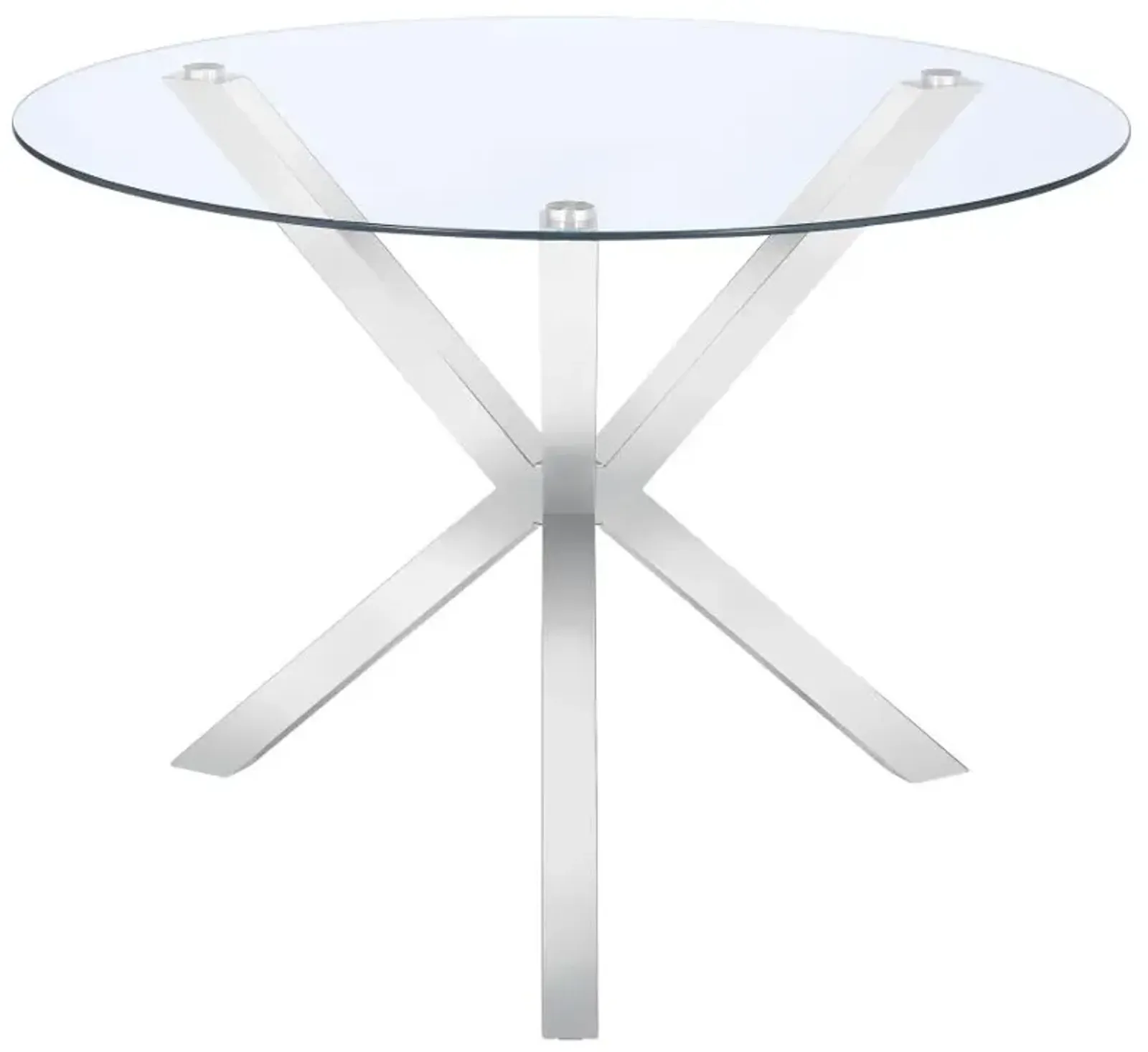 Ellianna Glass Top Dining Table with X-Cross Base Chrome