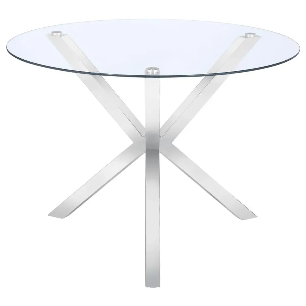 Ellianna Glass Top Dining Table with X-Cross Base Chrome