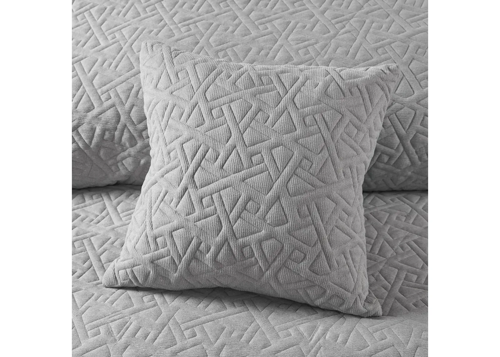 N Natori Origami Grey Knit Quilted Top Decorative Square Pillow 18x18"