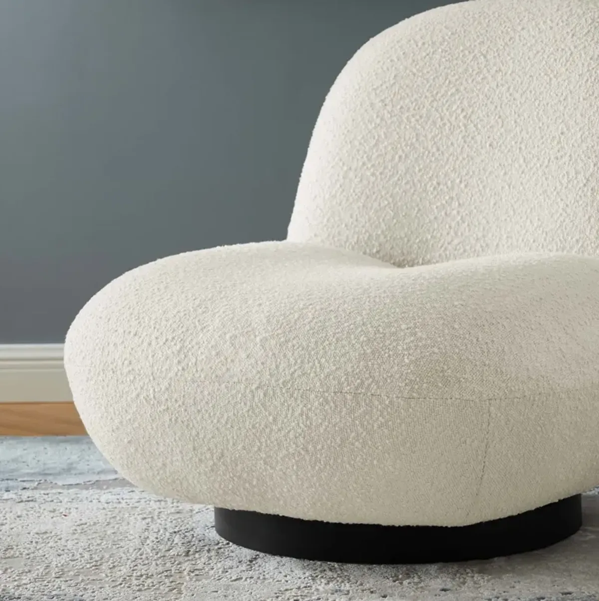 Kindred Boucle Upholstered Upholstered Fabric Swivel Chair