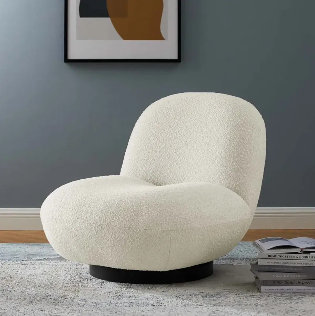 Kindred Boucle Upholstered Upholstered Fabric Swivel Chair