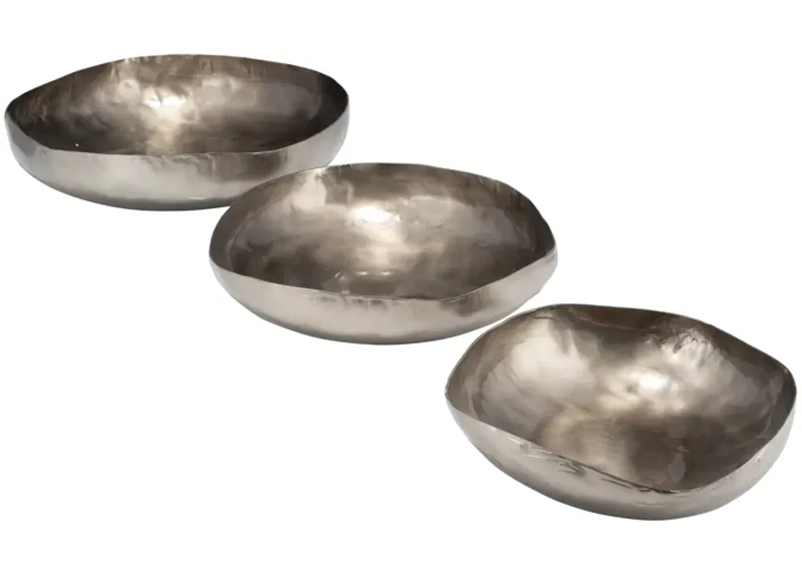 S/3 11/14/17"d Metal, Organic Shaped Bowls, Bronze