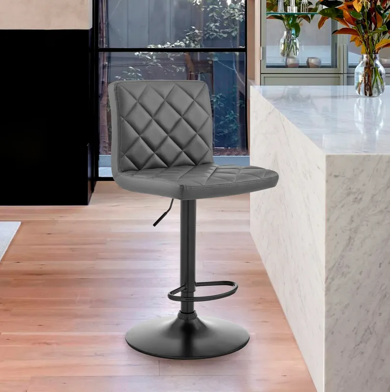 Duval Adjustable Gray Faux Leather Swivel Bar Stool