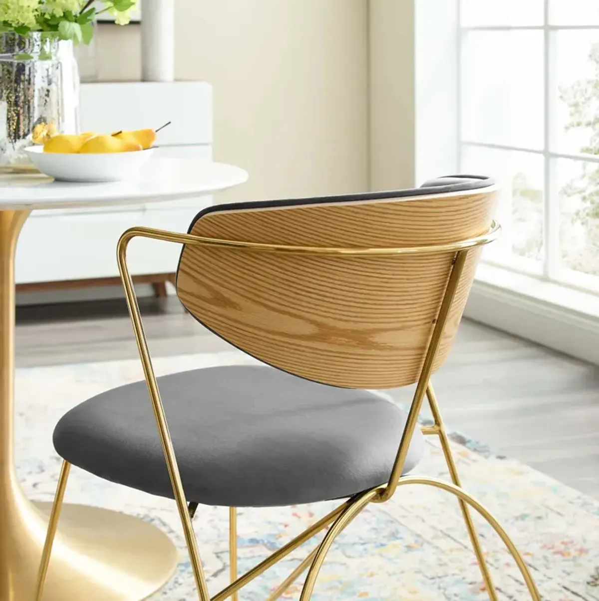 Prevail Gold Stainless Steel Dining and Accent Performance Velvet Chair