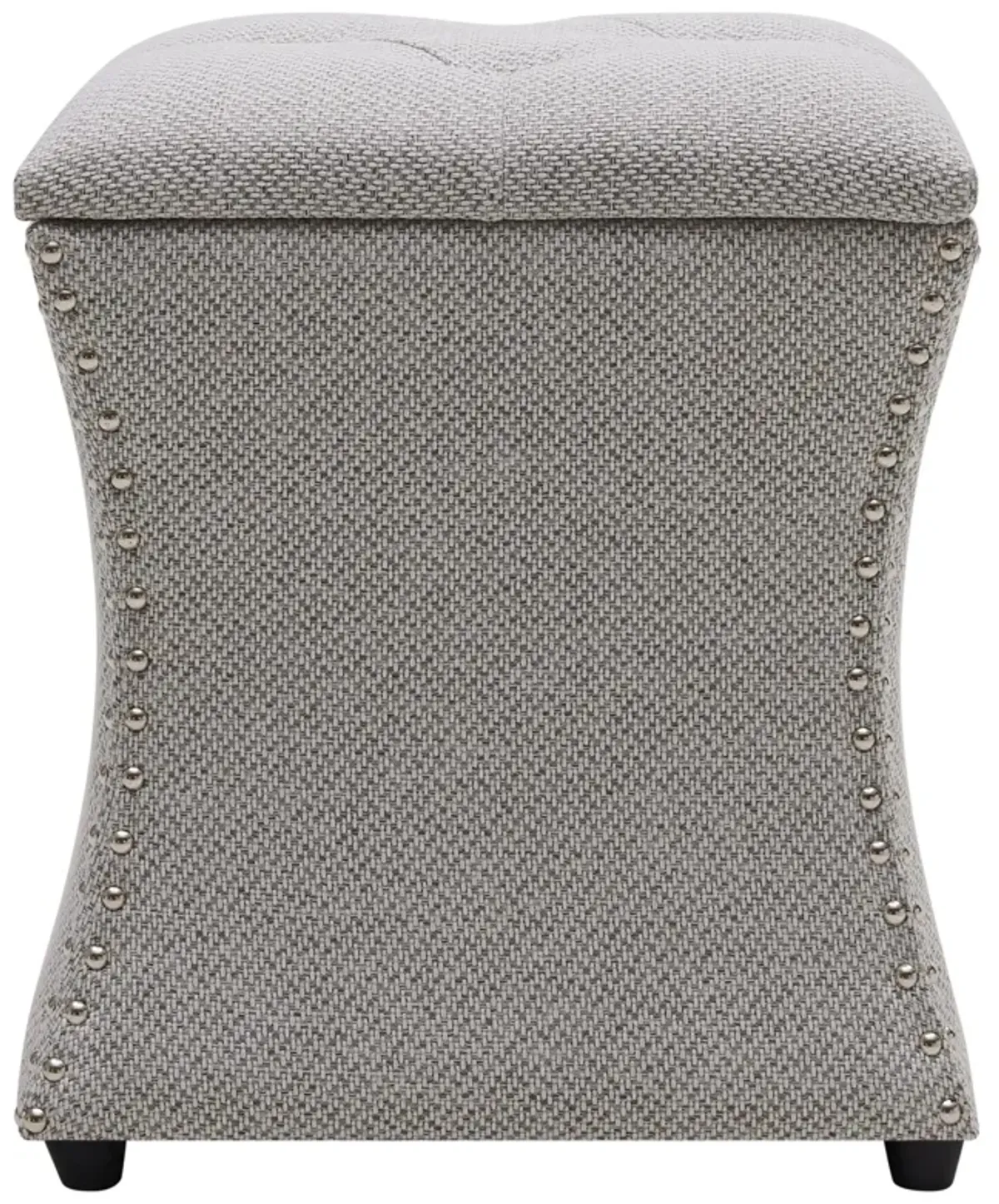 amelia fabric nailhead tufted storage ottoman, cardiff gray