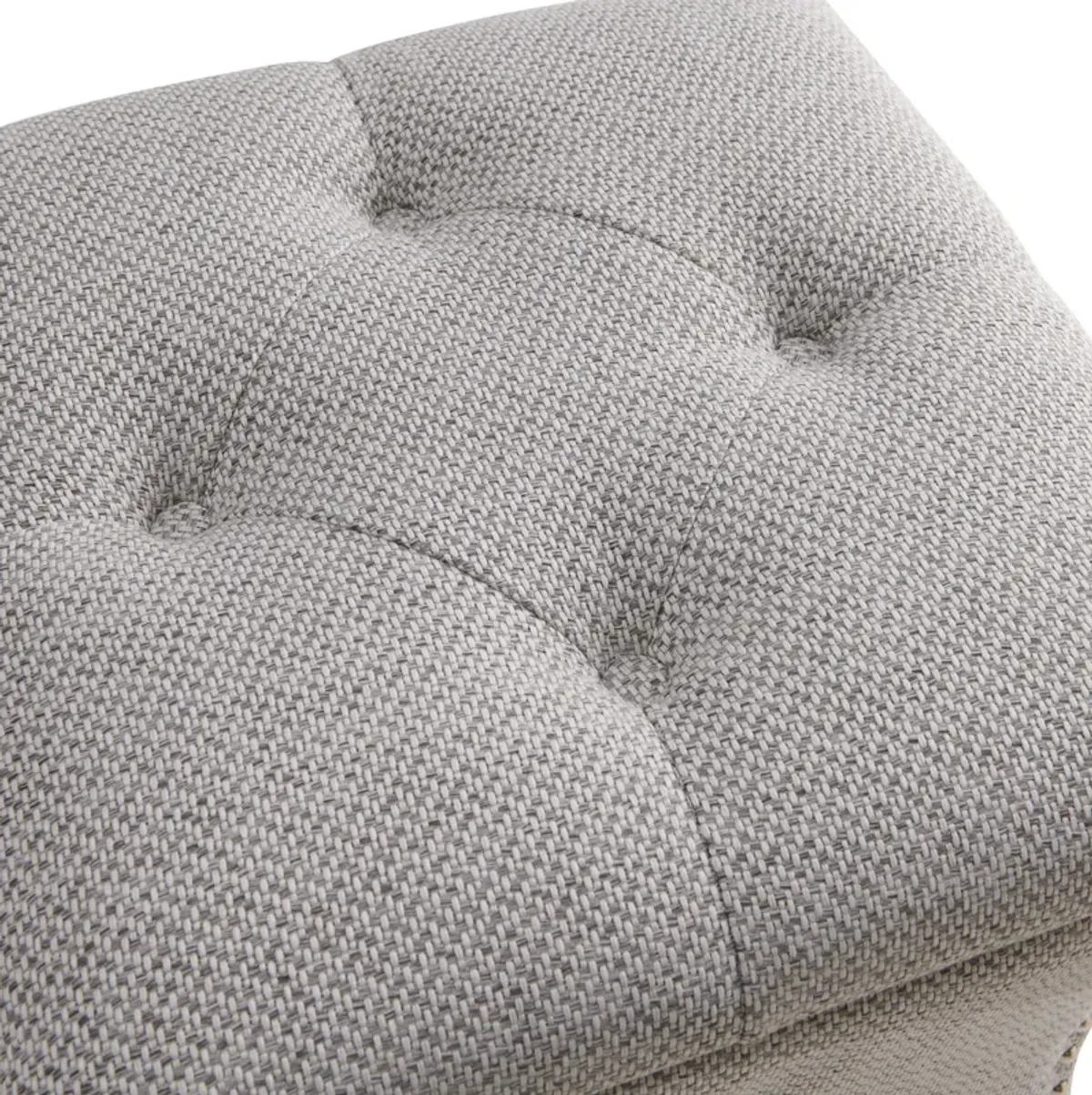 amelia fabric nailhead tufted storage ottoman, cardiff gray