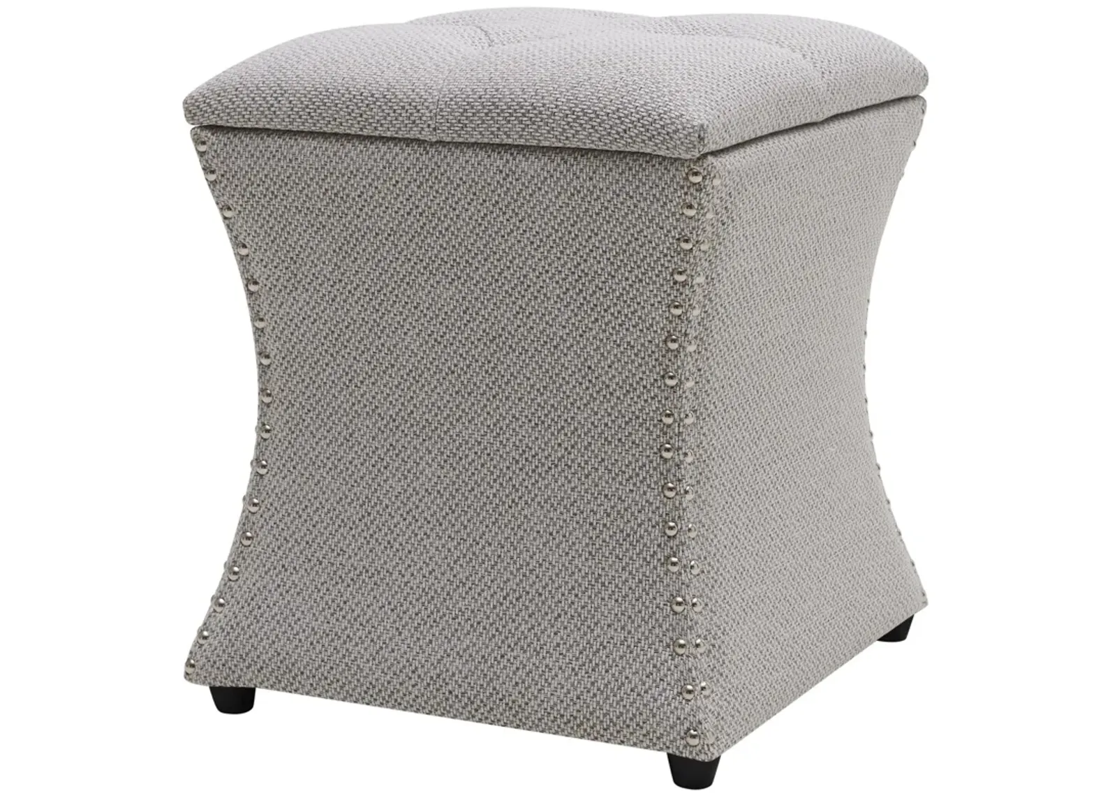 amelia fabric nailhead tufted storage ottoman, cardiff gray