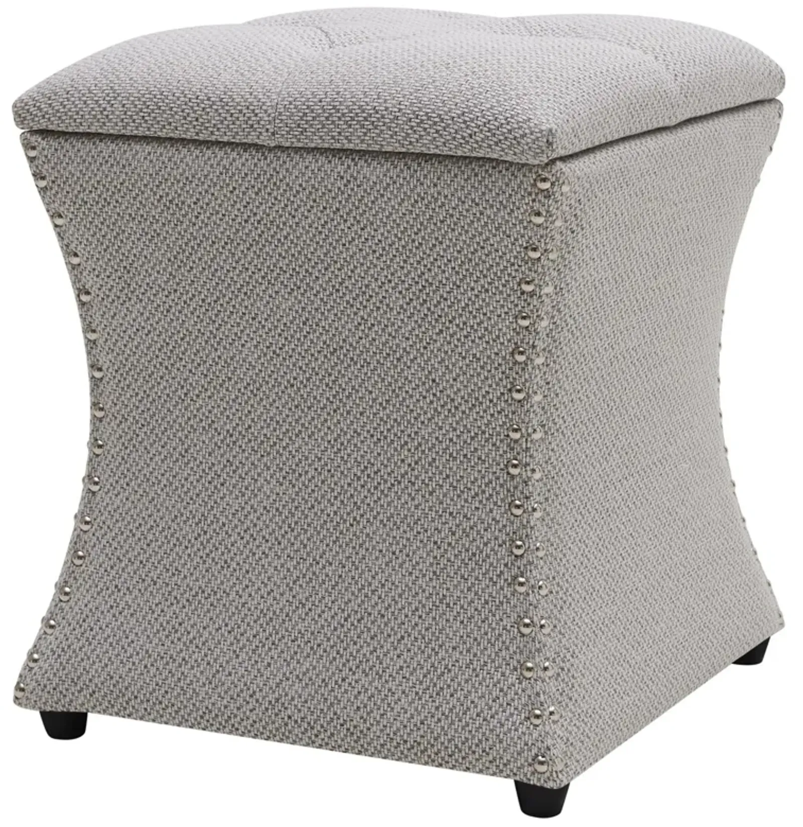 amelia fabric nailhead tufted storage ottoman, cardiff gray