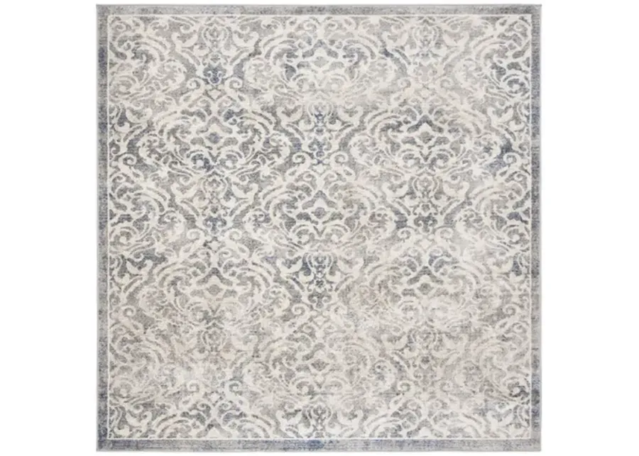 Brentwood 810 Light Grey / Blue 8' X 8' Square Square Powerloomed Rug