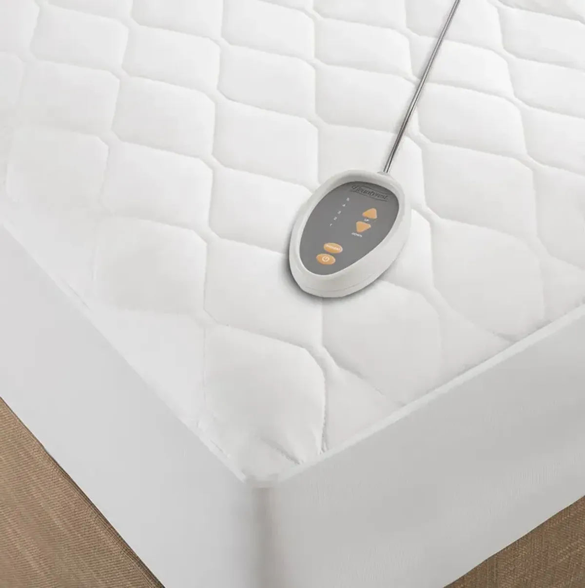 Beautyrest Cotton Blend White Heated Mattress Pad