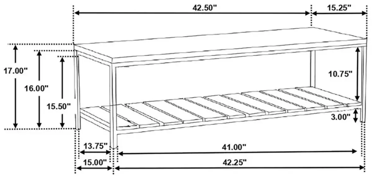 Gerbera Accent Bench with Slat Shelf