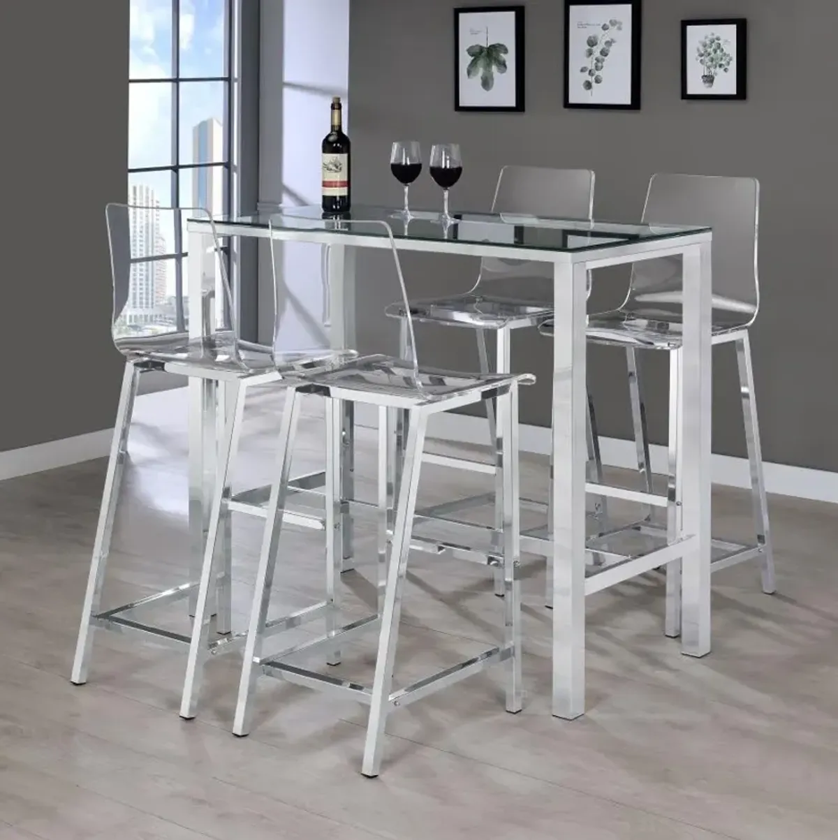 Juelia Bar Stools Chrome and Clear Acrylic (Set of 2)