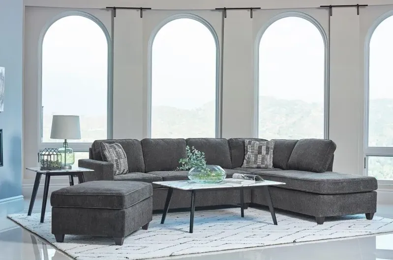 Adonis 2-Piece Cushion Back Sectional Dark Grey