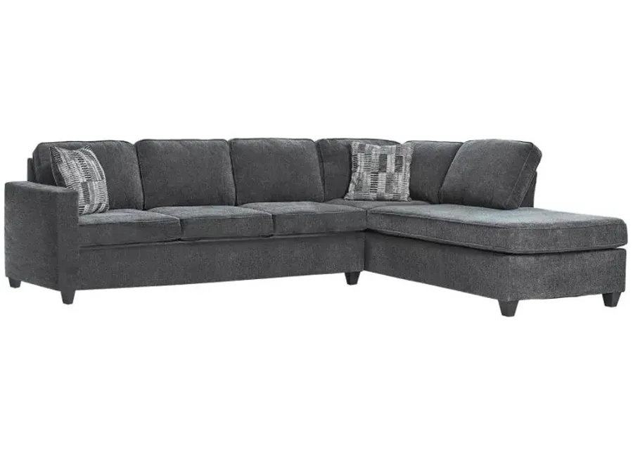 Adonis 2-Piece Cushion Back Sectional Dark Grey