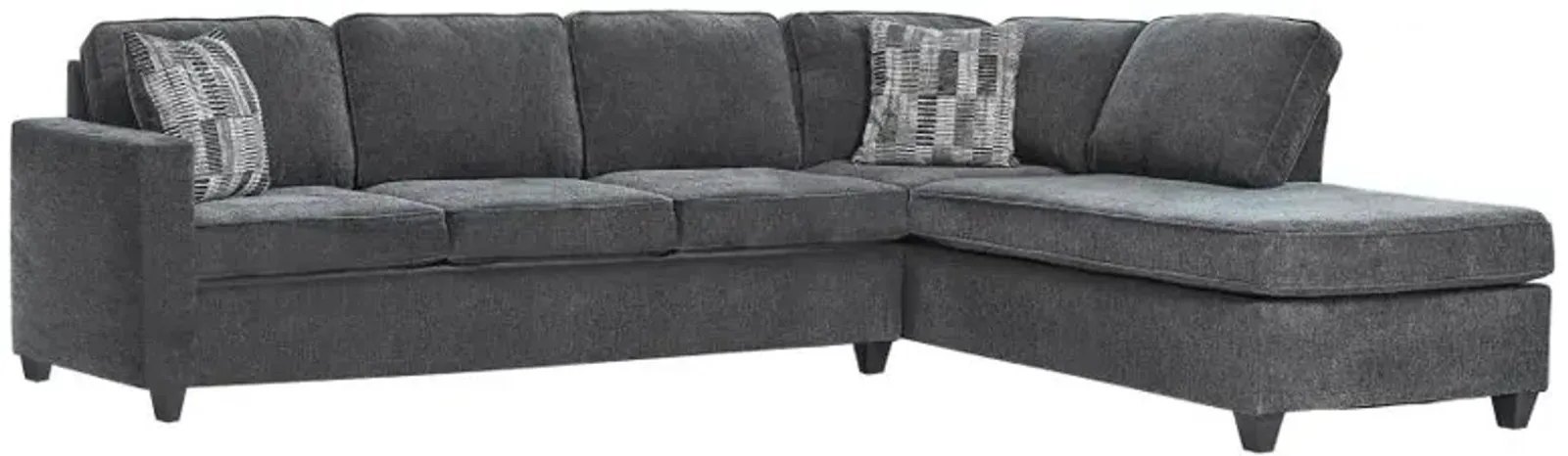 Adonis 2-Piece Cushion Back Sectional Dark Grey