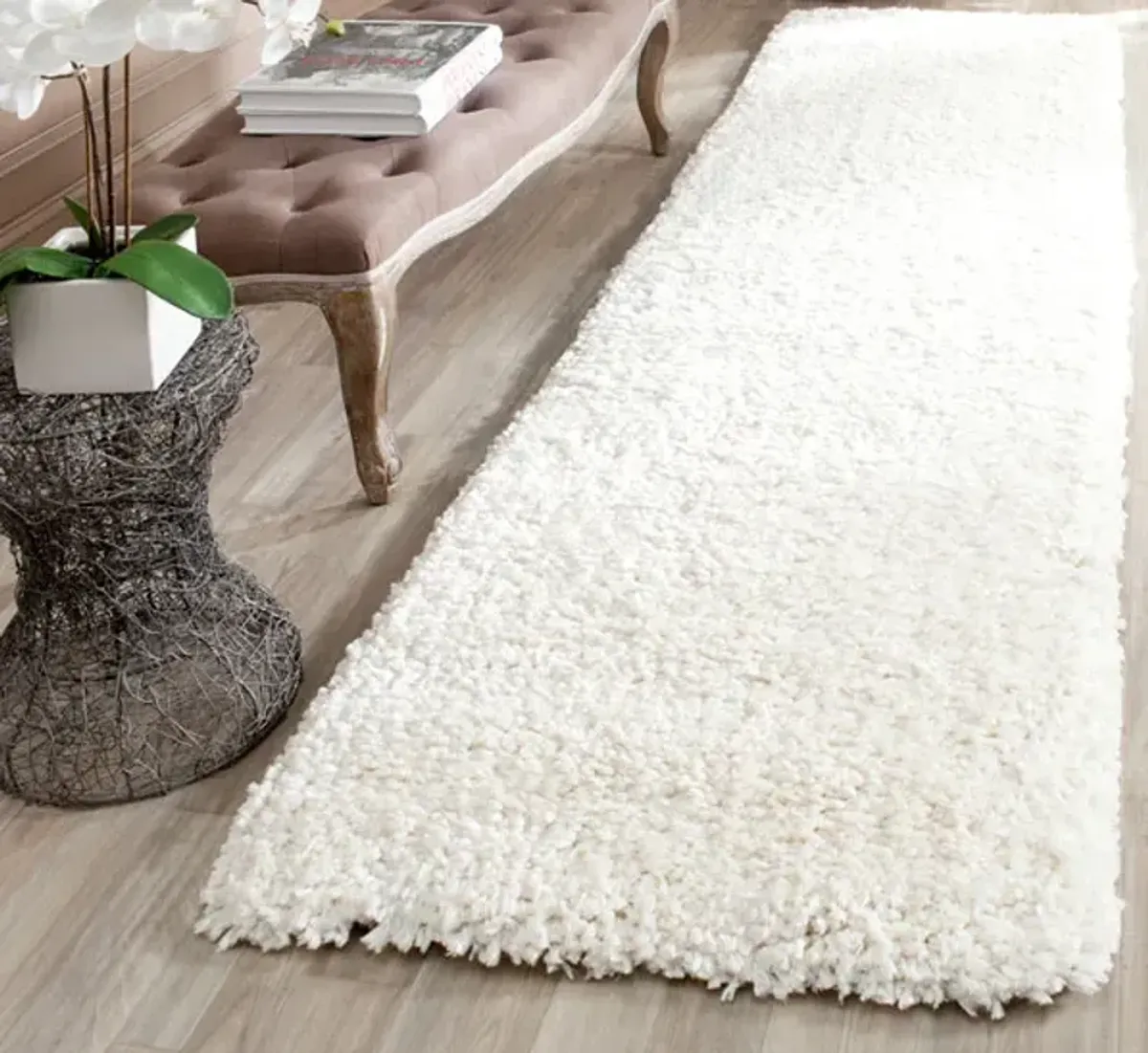 POPCORN SHAG Beige  2'-3' X 9' Runner Rug