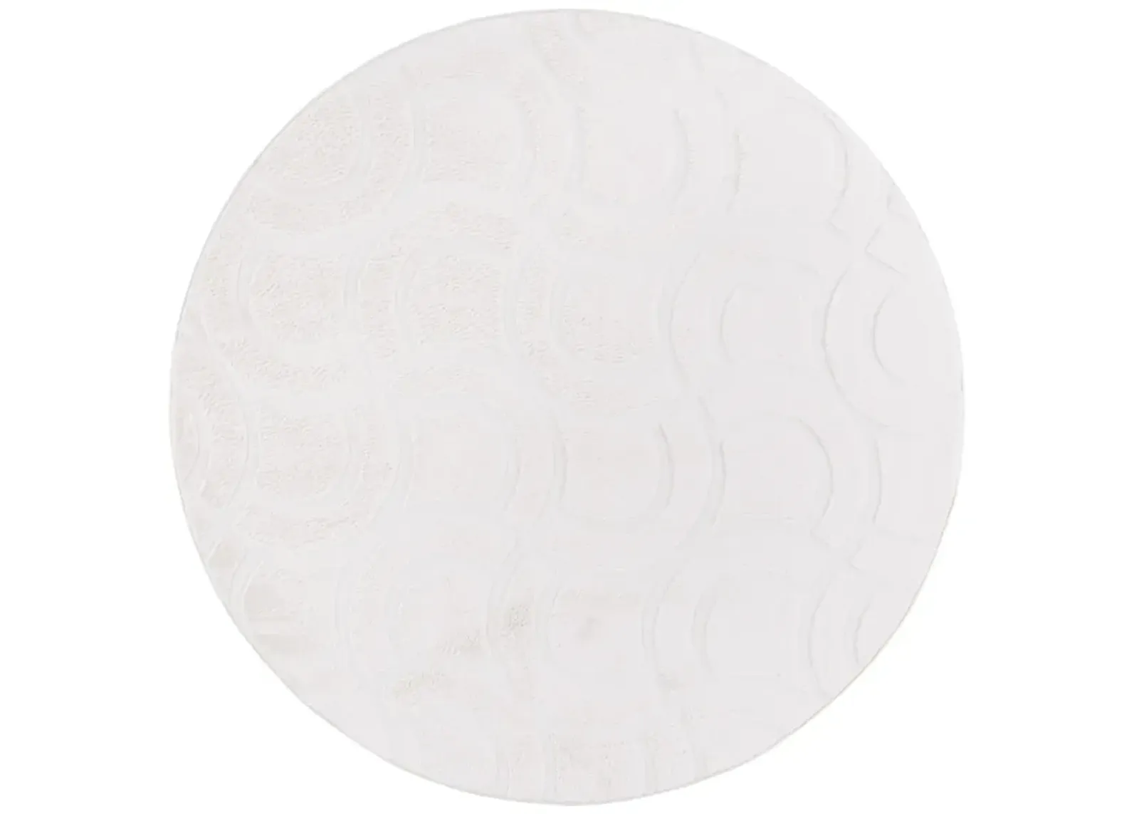 FAUX RABBIT FUR 872 IVORY 6' x 6' Round Round Rug