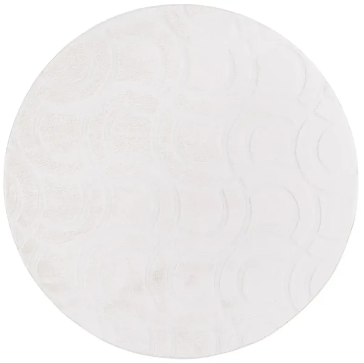 FAUX RABBIT FUR 872 IVORY 6' x 6' Round Round Rug