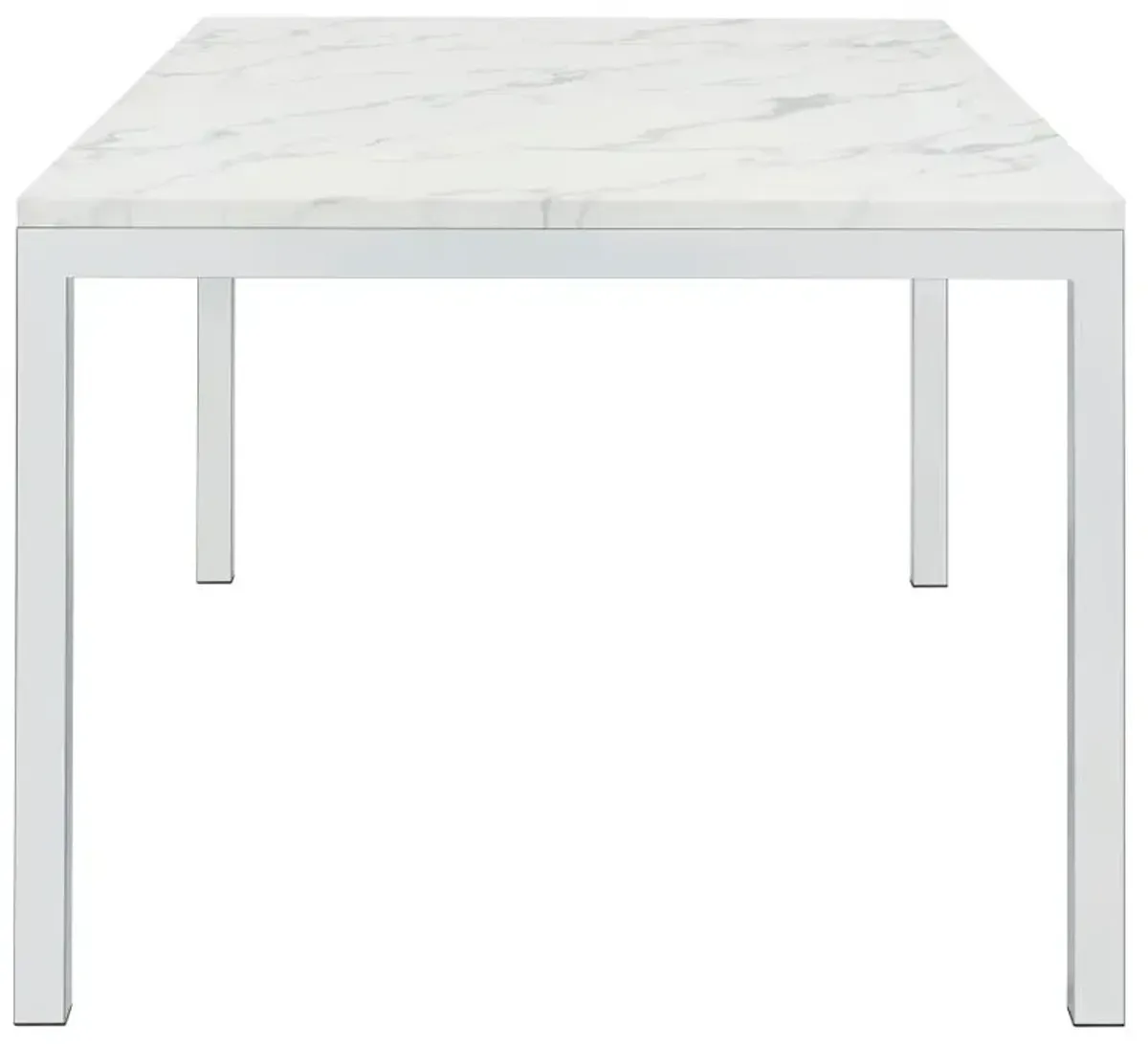 Stockton Rectangle Dining Table with Marble Top Chrome