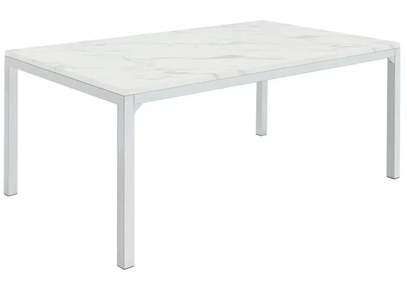 Stockton Rectangle Dining Table with Marble Top Chrome