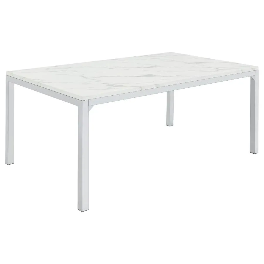 Stockton Rectangle Dining Table with Marble Top Chrome