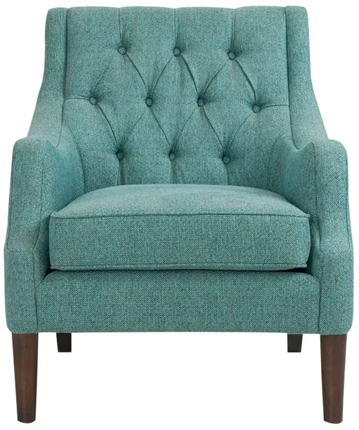 Madison Park Qwen Teal Button Tufted Accent Chair