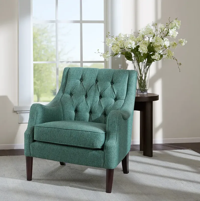 Madison Park Qwen Teal Button Tufted Accent Chair