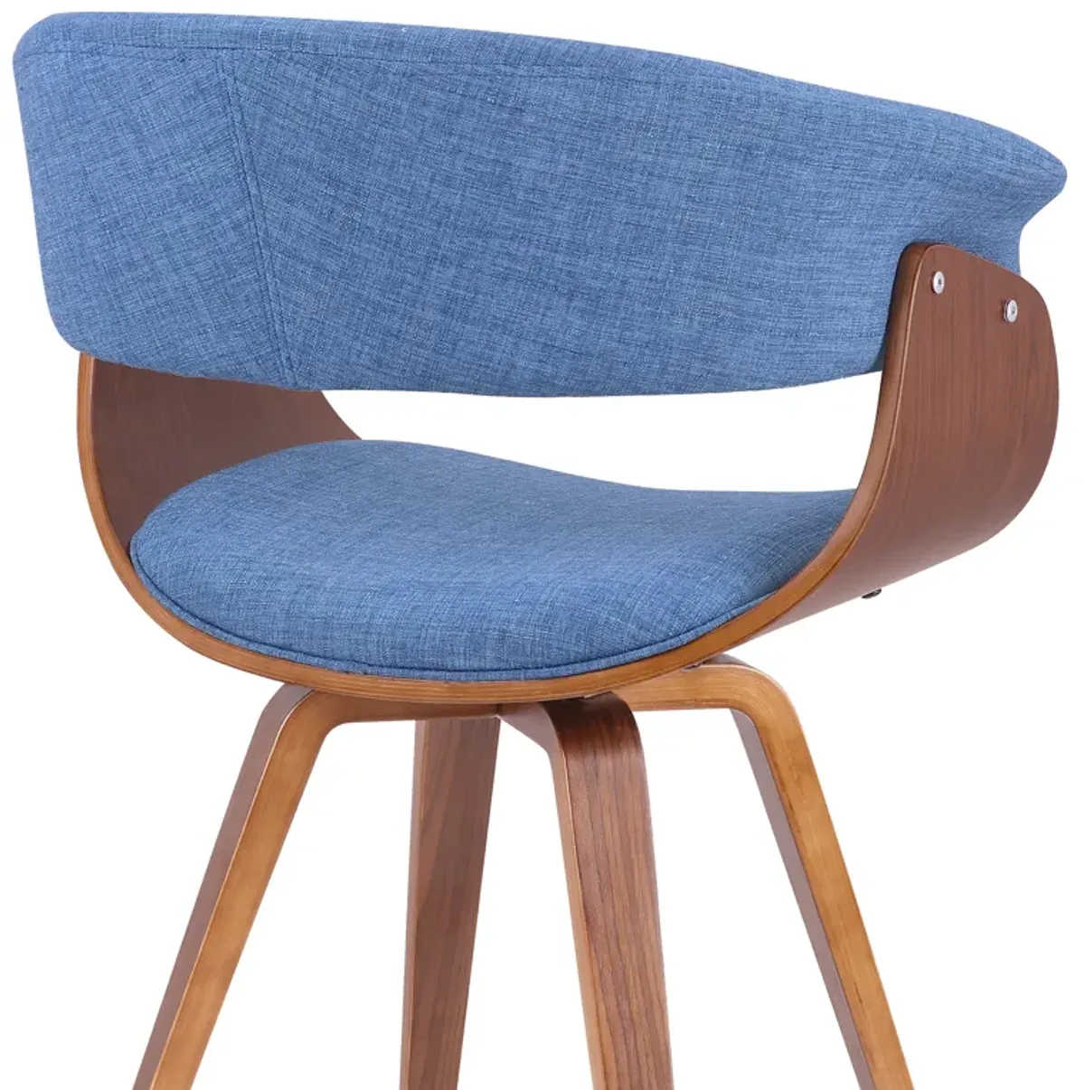 Summer Mid-Century Chair in Blue Fabric with Walnut Wood Finish